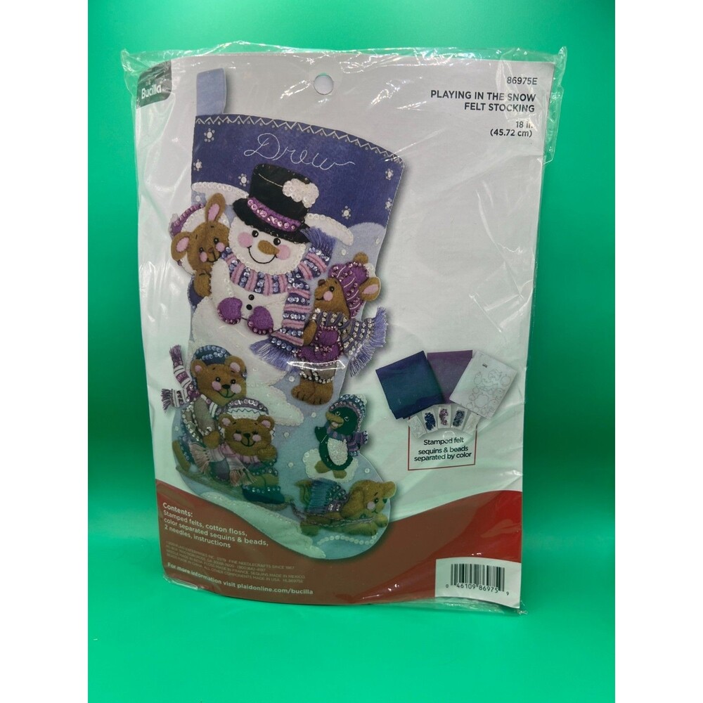 Bucilla Playing in the Snow Christmas Stocking Kit-86975E/2019